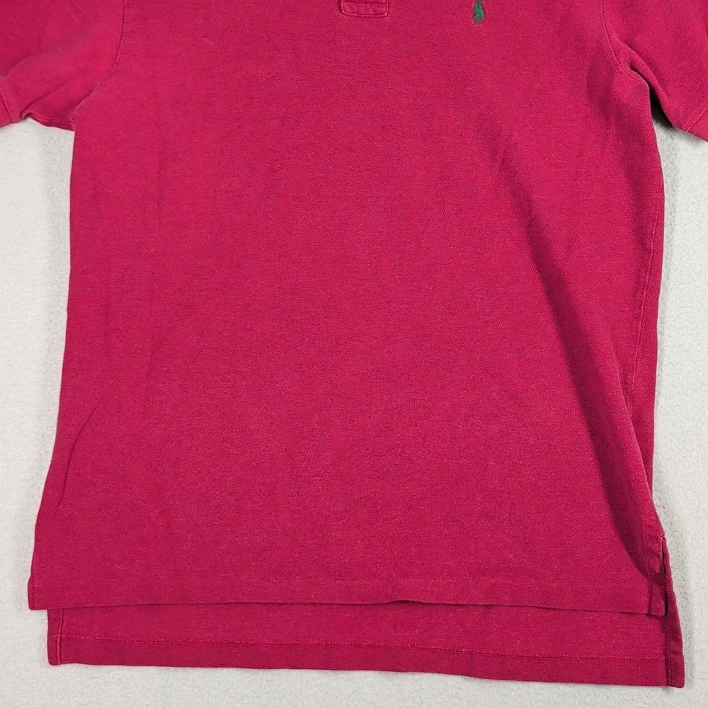 Polo Ralph Lauren Polo Shirt Mens L Red Pique Short Sleeve Green Pony Logo